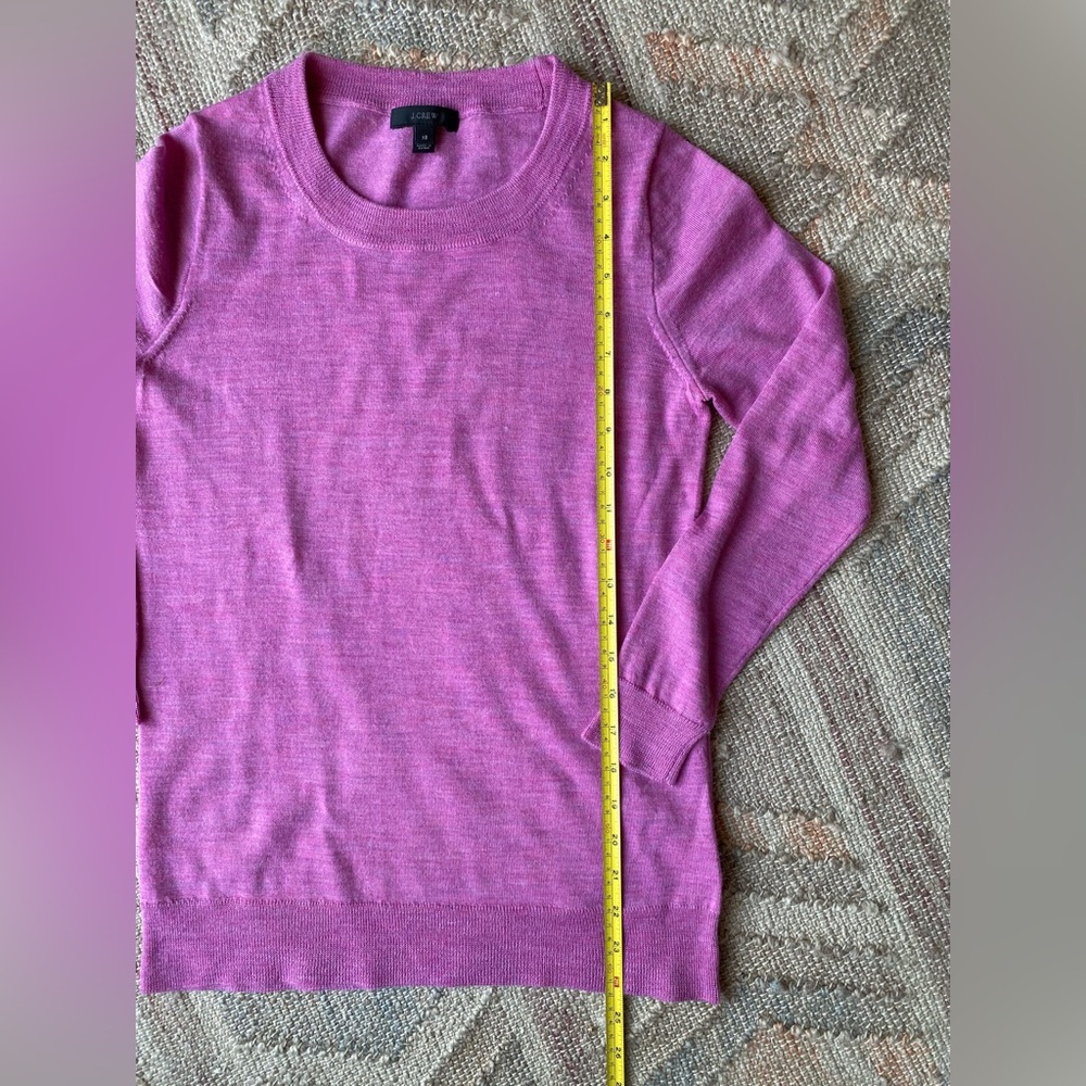 J.Crew Merino Wool Tippi Sweater Pink Berry Melange Classic Quiet Luxury - Sz XS - Picture 7 of 8